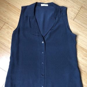 Equipment 100% Silk Black Dot Sleeveless Top Small